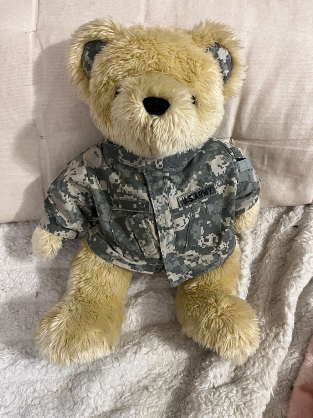 US Army Plush Teddy Bear in Gray Camo Jacket - Kids Toy